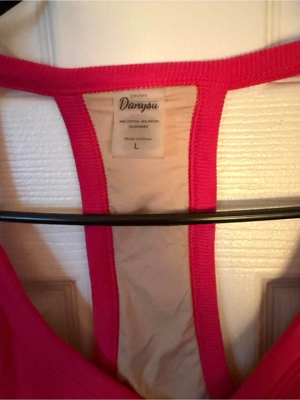 Sleeveless Ribbed V-Neck Tank Top - Hot Pink - Picture 4 of 4